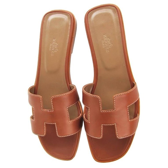 hermes oran gold sandals